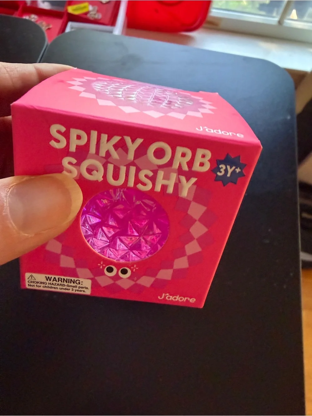 New J'adore Spiky Orb Squishy Textured Sensory Squeeze Squish Toy Pink Ball 3+